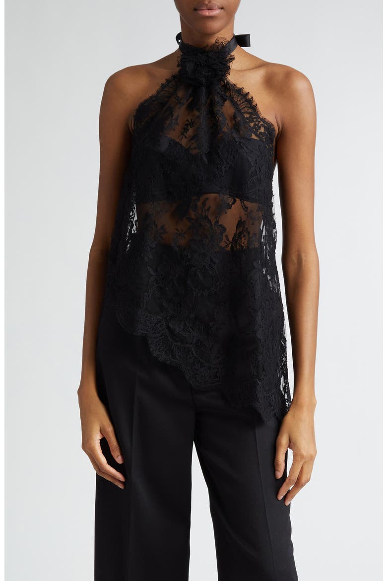 Floral Lace Halter Top, Main, color, N0000 NERO