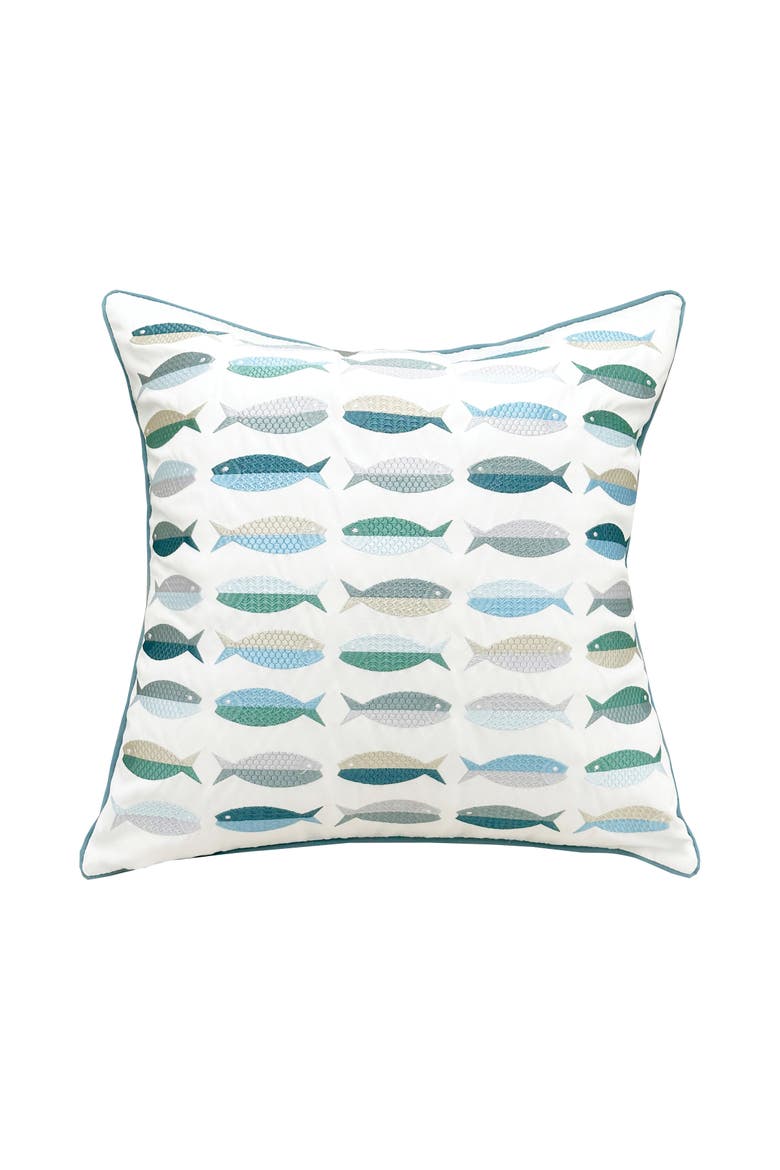 Fish Pattern Indoor/Outdoor Accent Pillow Decor, Main, color, Blue