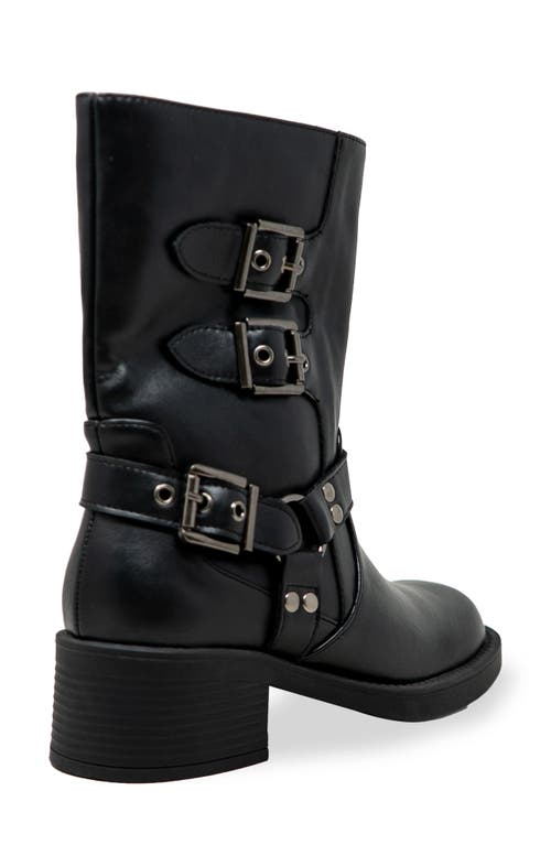 Chase & Chloe Chase And Chloe Ashton Buckle Riding Boot In Black