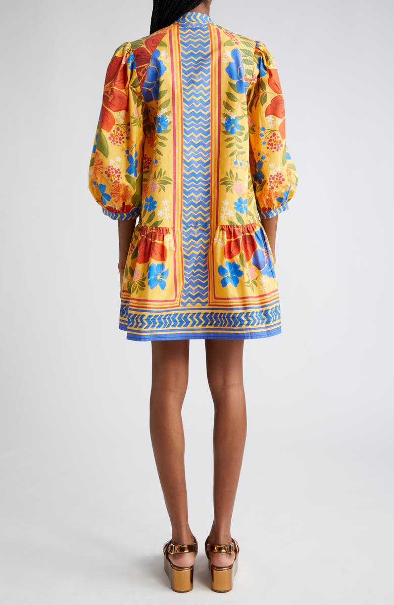 FARM Rio Floral Puff Sleeve Cotton Minidress, Alternate, color,