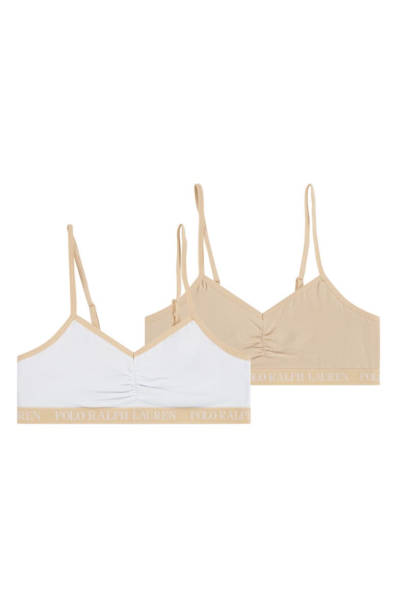 Ralph Lauren Kids' Assorted 2-Pack Stretch Cotton Bralettes, Main, color, Light Cream