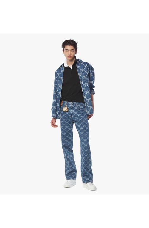 Mcm Lauretos Monogram Denim Jacket In Indigo