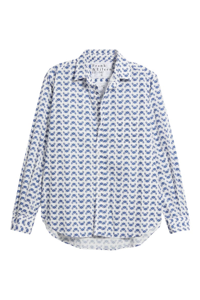 Eileen Crab Print Relaxed Button-Up Shirt, Alternate, color, BLUE CRAB