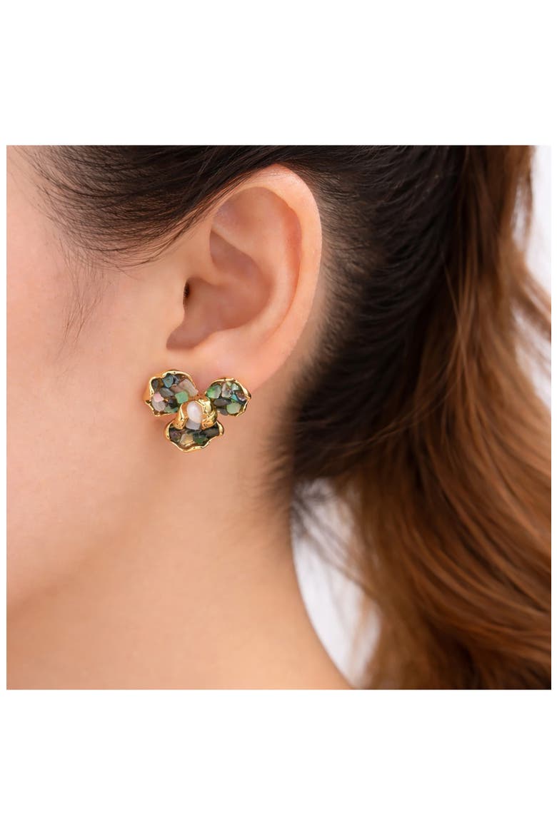 Mabel Flower Stud Earrings, Alternate, color, GREEN