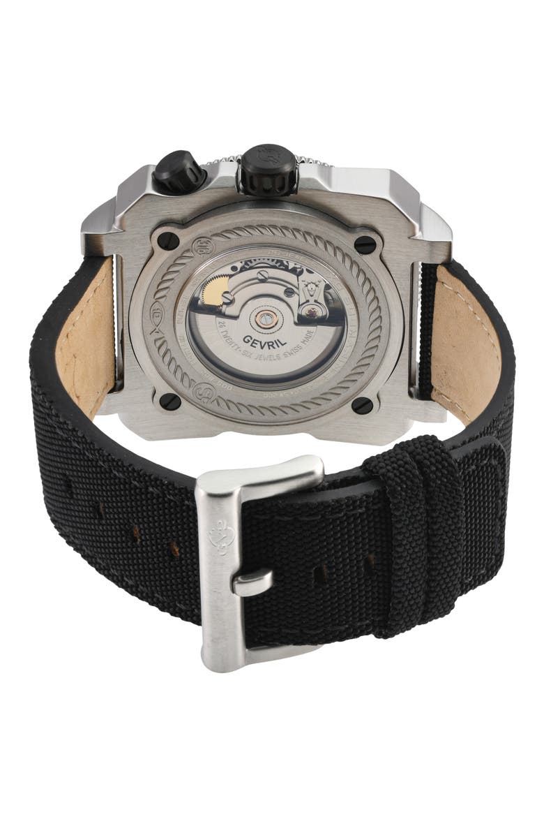 XO Submarine Canvas Strap Watch, 44mm, Alternate, color, BLACK