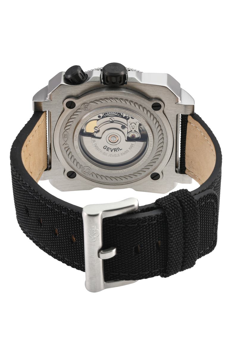 GV2 XO Submarine Canvas Strap Watch, 44mm, Alternate, color, Black