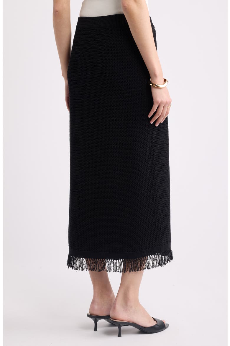 Fringe Sweater Midi Skirt, Alternate, color, BLACK