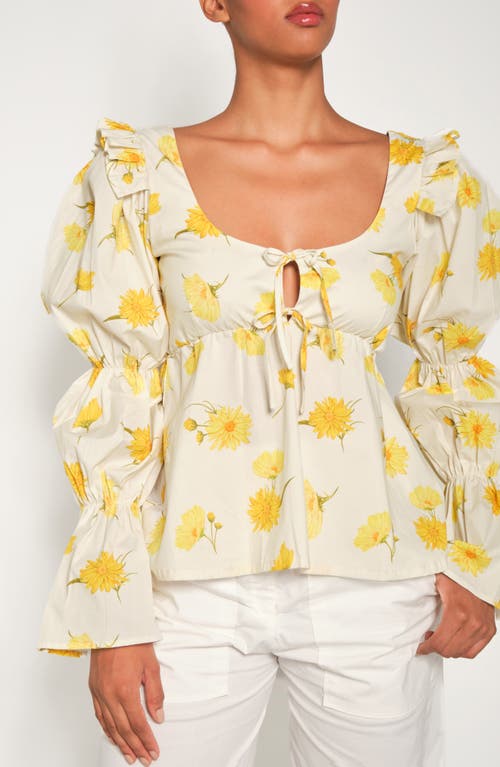 The Lulo Project Cielo Balloon Sleeve Cotton Top In White