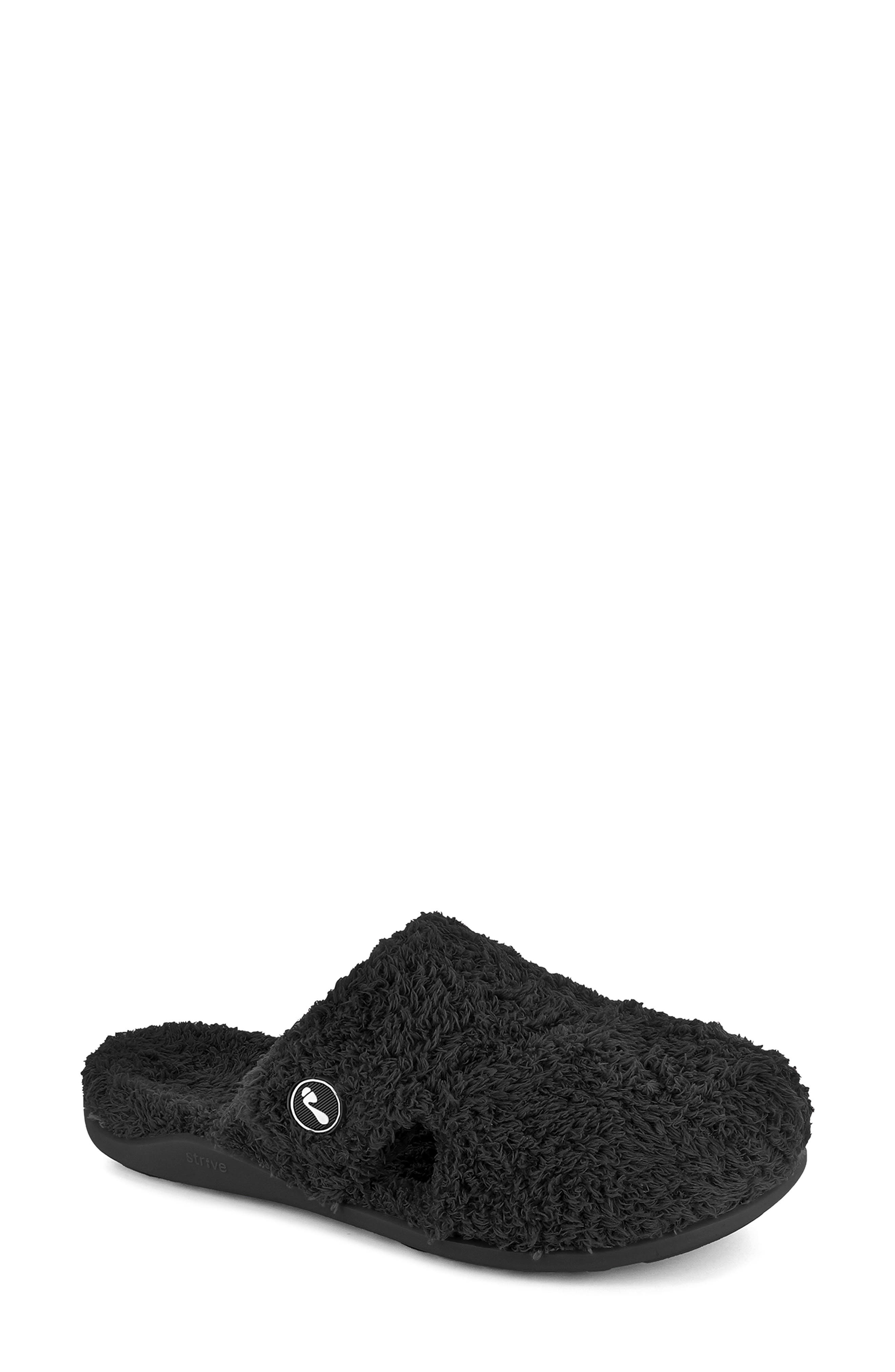 STRIVE Zara Faux Fur Slipper, Main, color, Black
