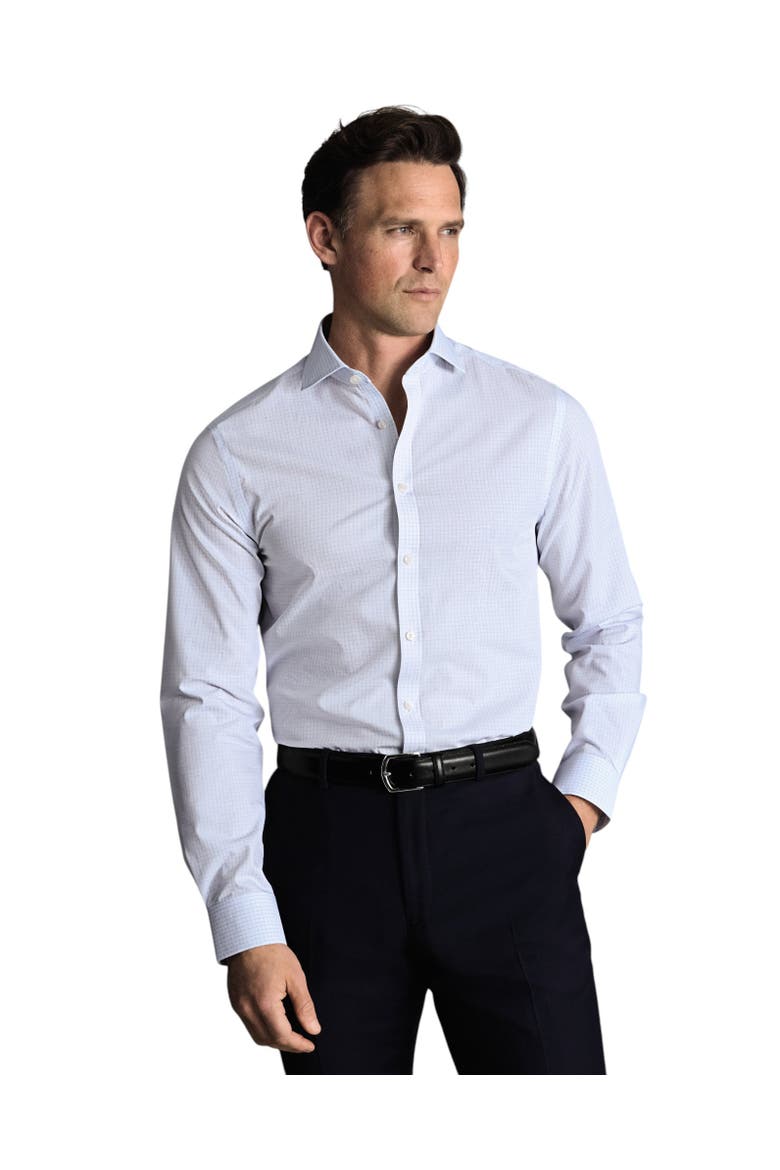Non-Iron Stretch Poplin Check Shirt, Main, color, Cornflower Blue