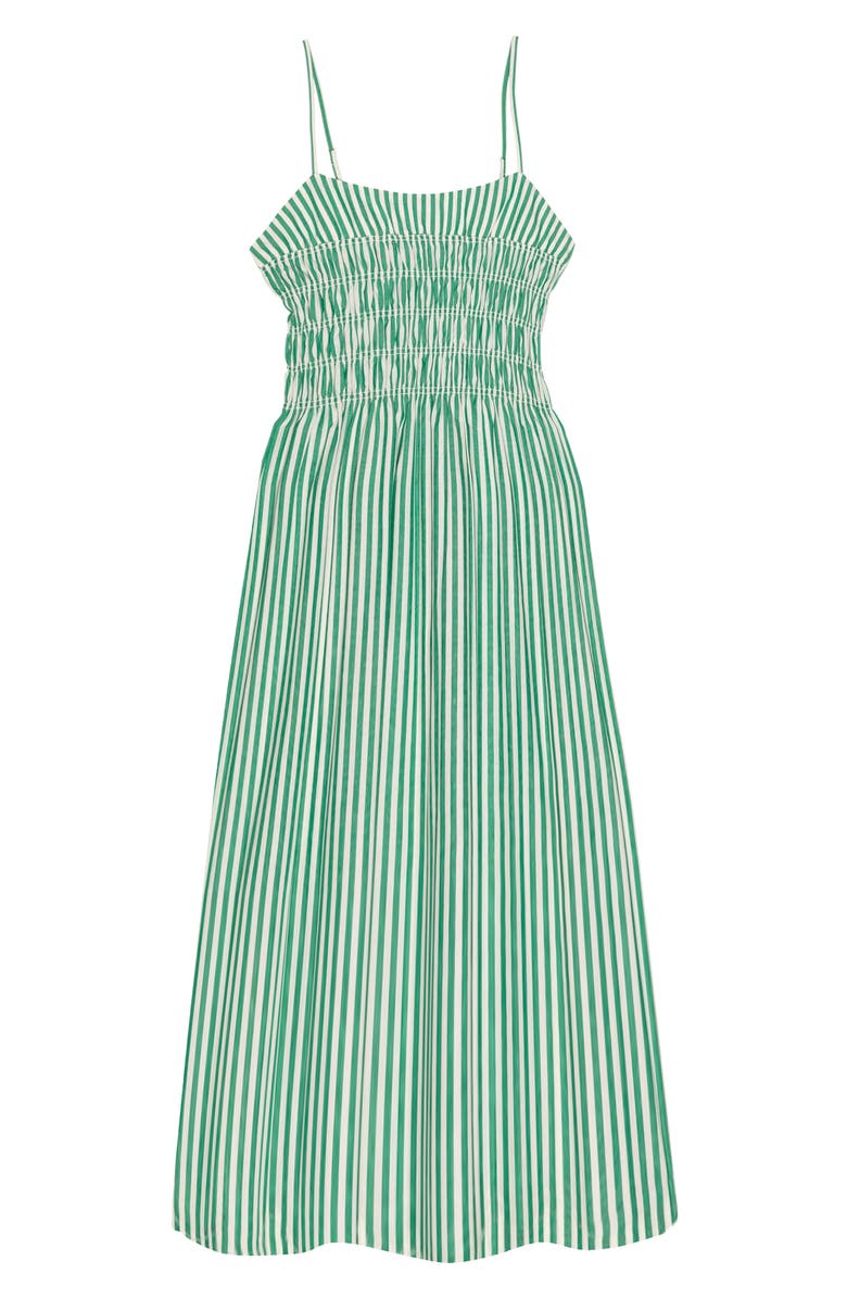 Rails Primrose Stripe Smocked Bodice A-Line Dress, Alternate, color, Emerald Stripe