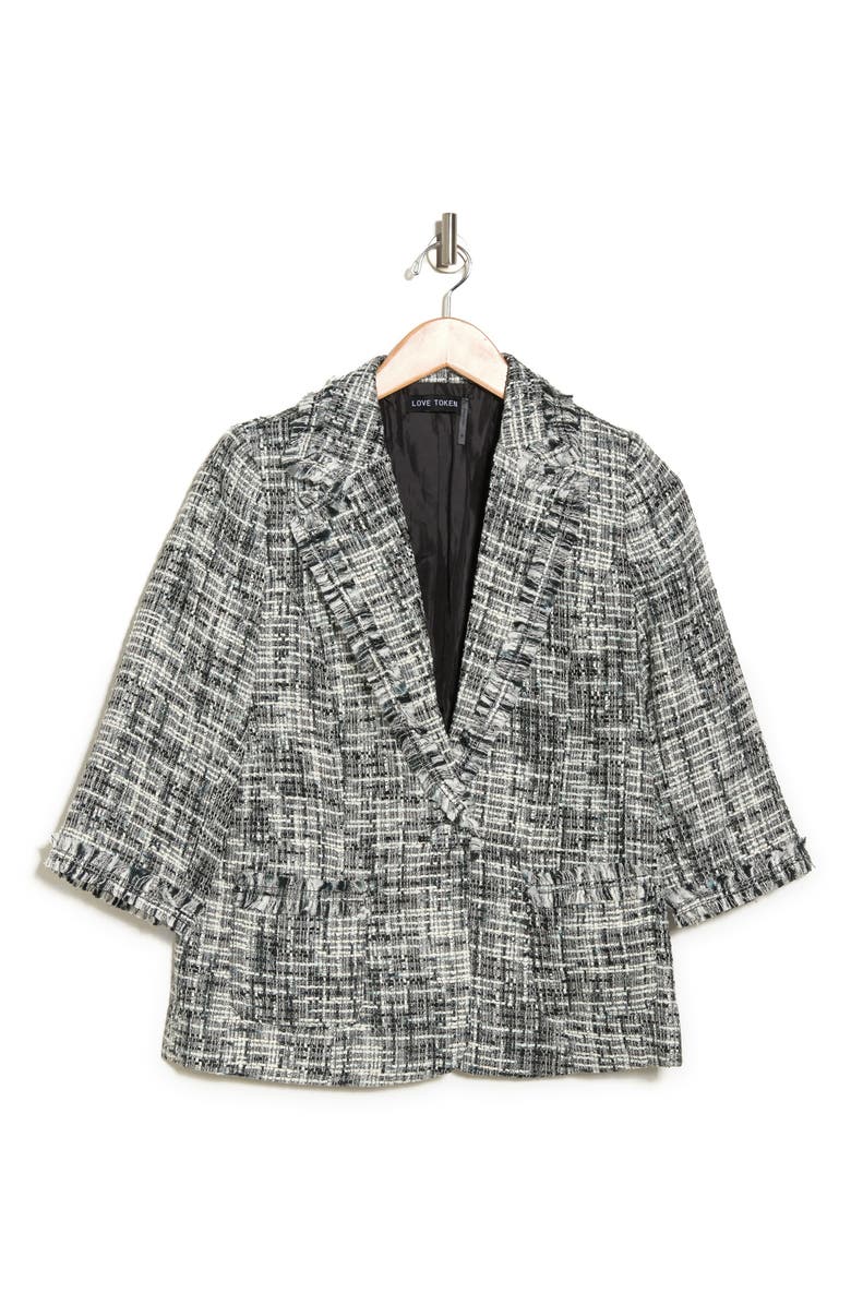 Love Token 3/4 Sleeve Printed Blazer, Alternate, color,