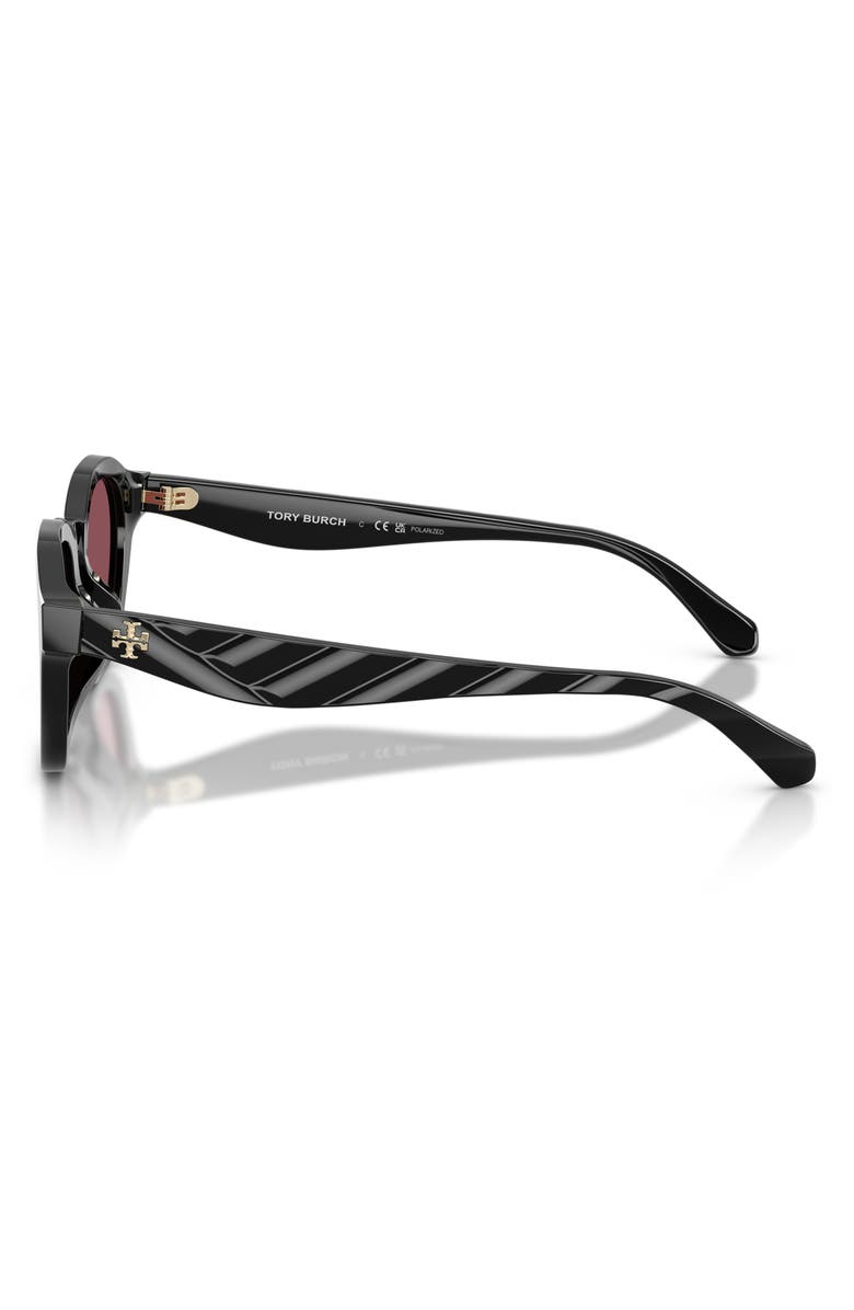 Tory Burch 48mm Polarized Phantos Sunglasses, Alternate, color, Black / Dark Violet Polar