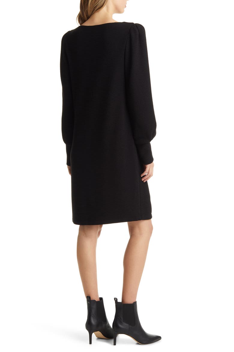 PUFF SLEEVE SWEATER DRESS, Alternate, color, BLACK