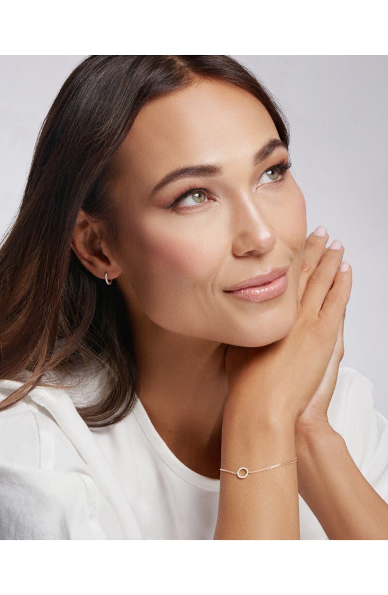 ZARUX White Diamond Pavé Huggie Hoops, Alternate, color,