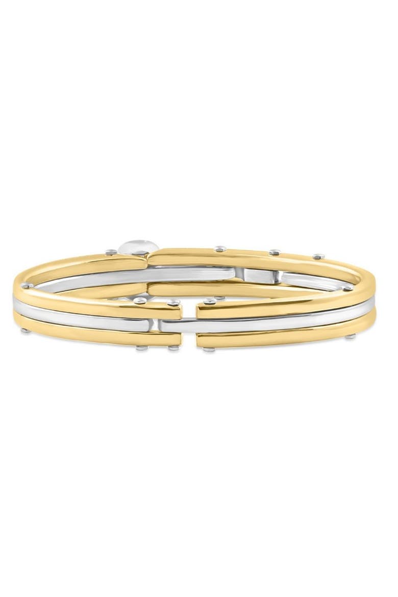 Men's Steel And Bright Gold Latched 8" 10mm " Cuffed Bracelet, Main, color, Stainless Steel