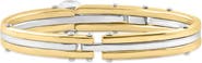Bliss Diamond Men's Steel And Bright Gold Latched 8" 10mm " Cuffed Bracelet