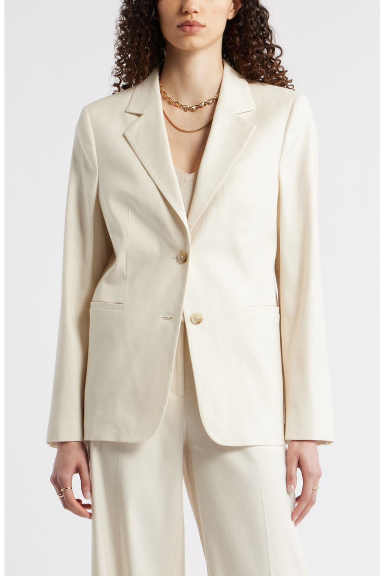 The Liv Linen Blend Boyfriend Blazer, Alternate, color, IVORY BIRCH