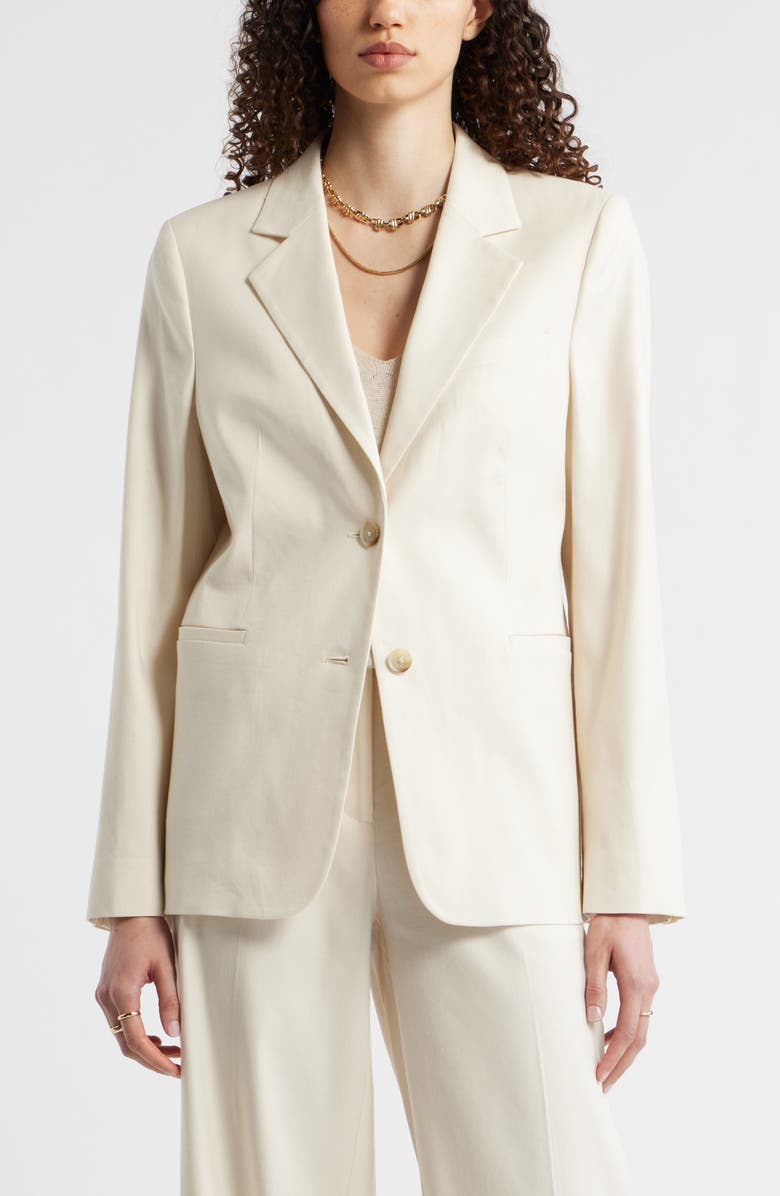 Nordstrom The Liv Linen Blend Boyfriend Blazer, Alternate, color, Ivory Birch