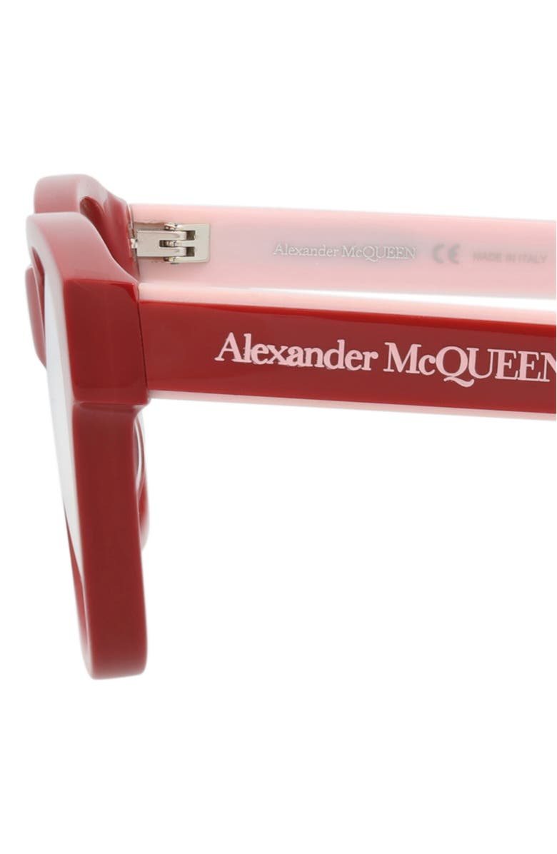 McQueen 52mm Square Optical Glasses, Alternate, color, Red Red Transparent