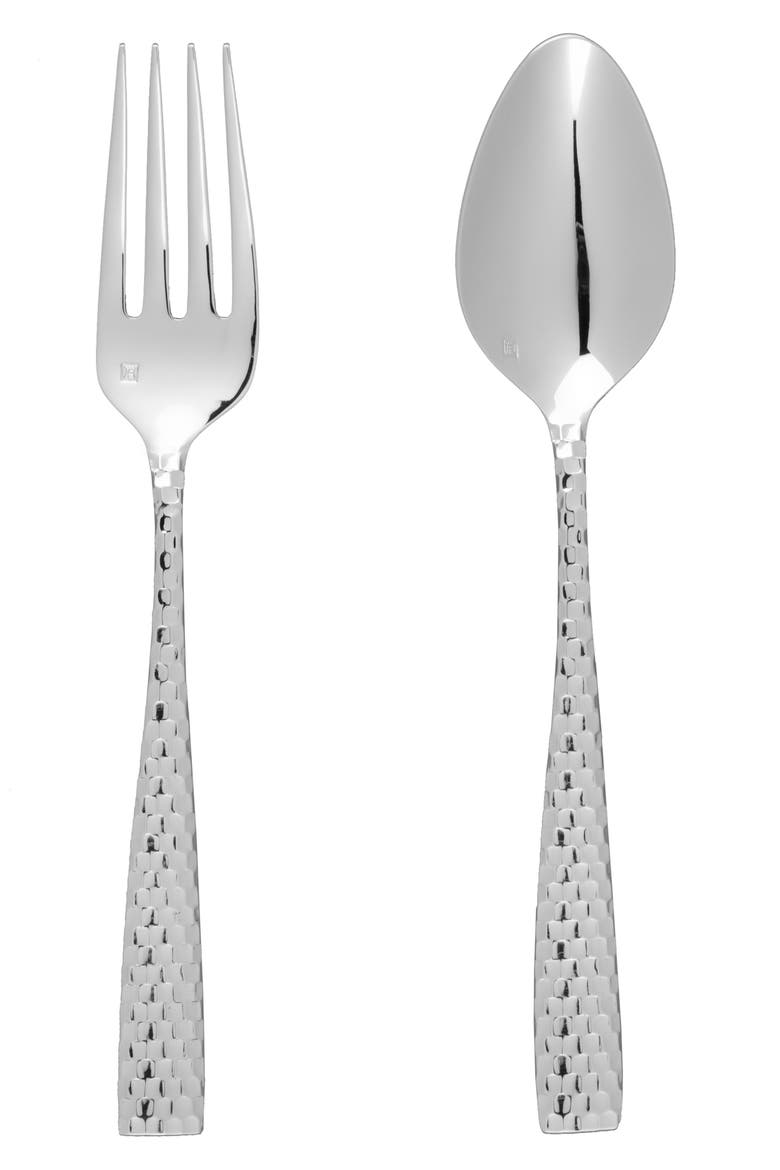 Lucca Faceted 2-Piece Serving Set, Main, color, SILVER