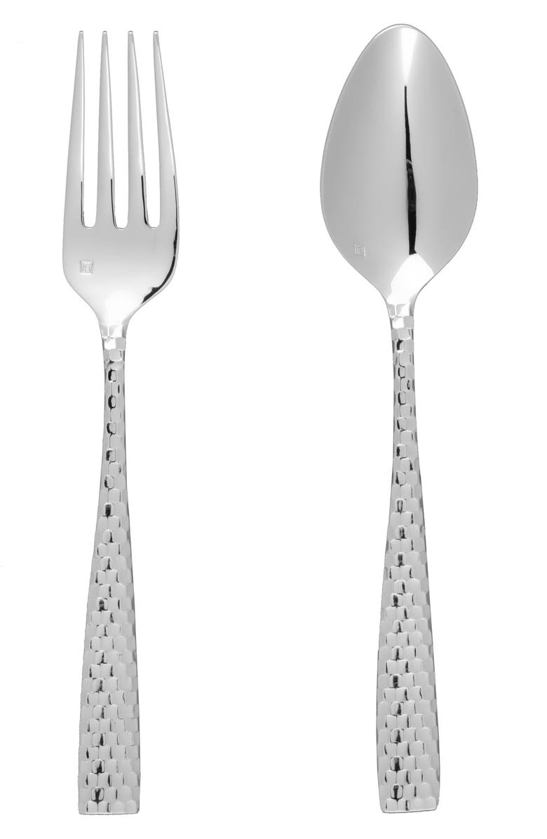 Fortessa Lucca Faceted 2-Piece Serving Set, Main, color, Silver