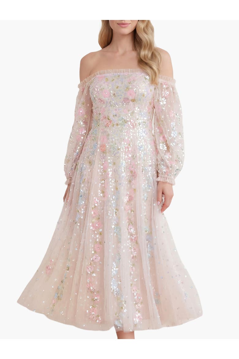 Confetti Gloss Off-Shoulder Dress, Main, color, Cream/Bright