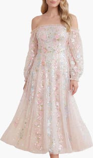 Needle & Thread Confetti Gloss Off-Shoulder Dress