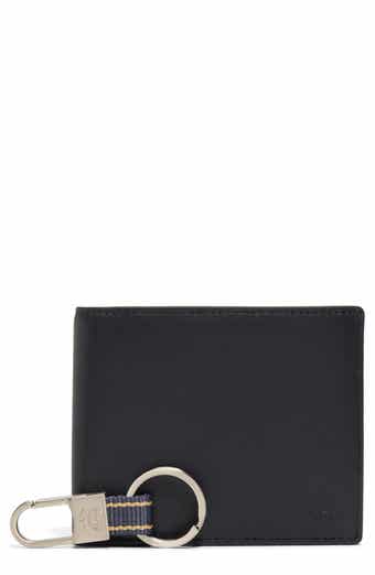 Brooks Brothers Leather Wallet & Key Chain Gift Set