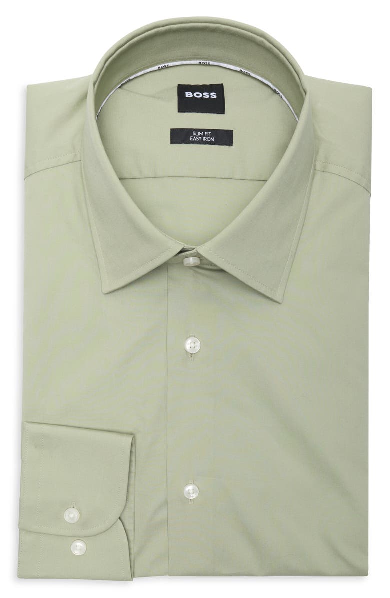 BOSS Hank Kent Slim Fit Easy Iron Dress Shirt, Main, color, Light/ Pastel Green