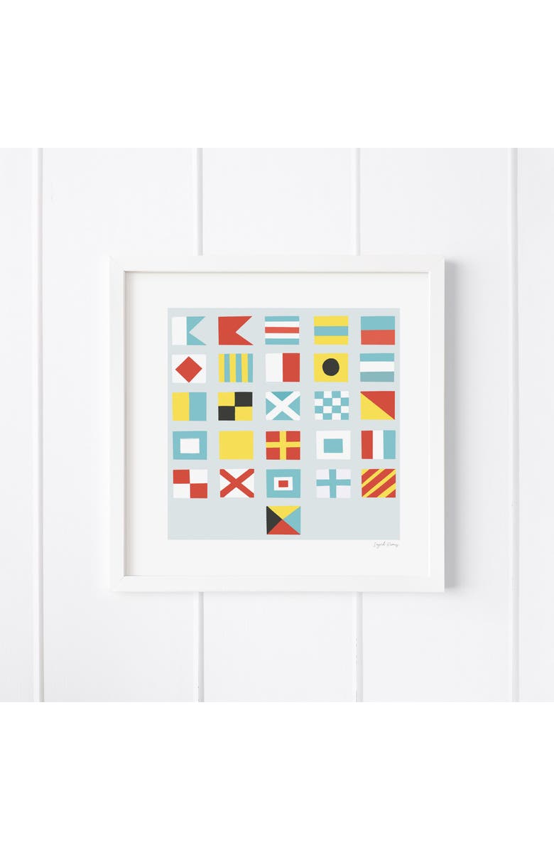 Ramus & Co Nautical Flags Alphabet Framed Museum Quality 12" x 12" Art Print, Main, color, Multicolored