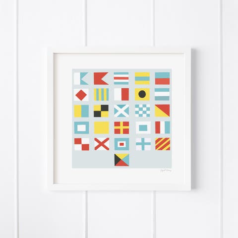 Nautical Flags Alphabet Framed Museum Quality 12" x 12" Art Print