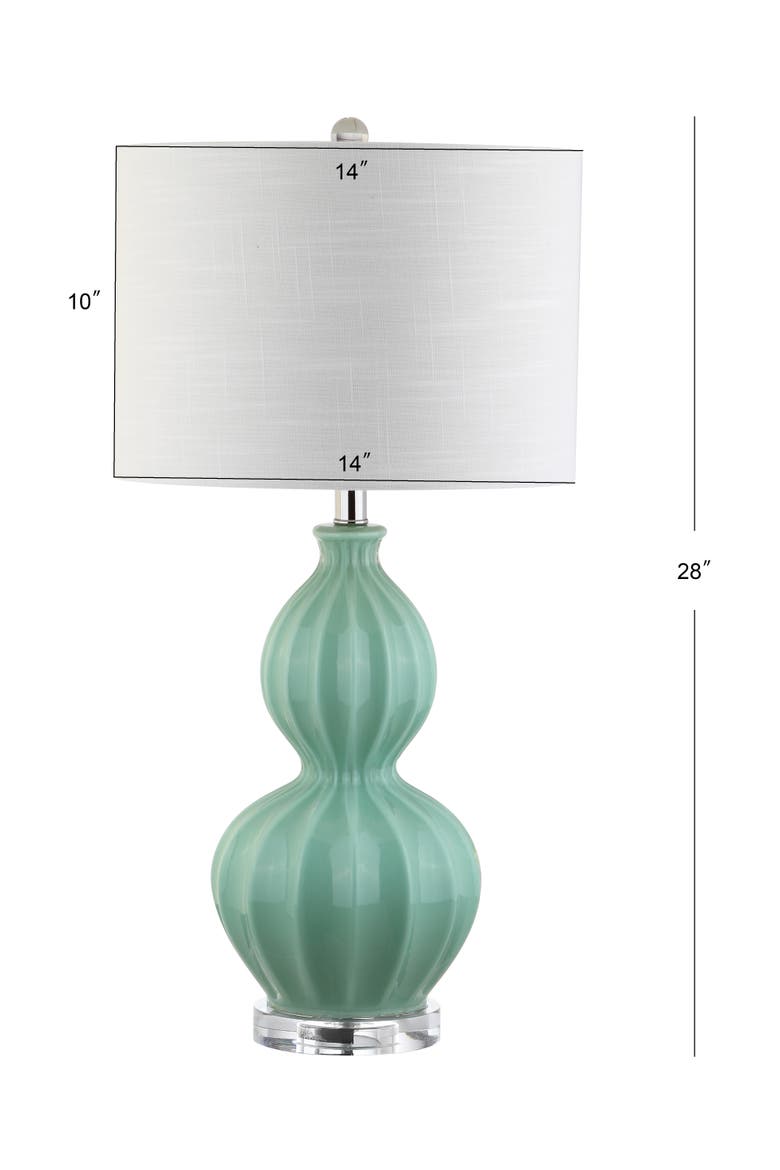 Faye 28" Glass LED Table Lamp, Seafoam Green, Alternate, color, Seafoam Green