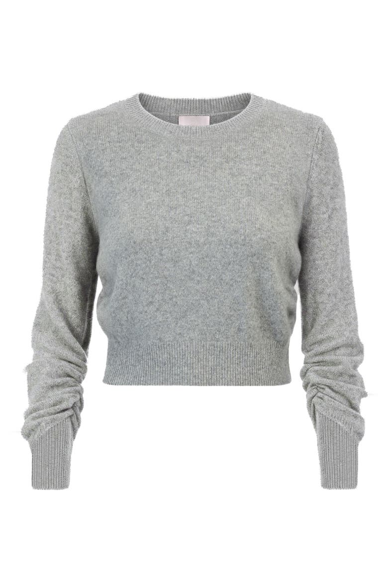 Birdie Crop Cashmere Pullover Sweater, Main, color, HEATHER GREY