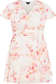 City Chic Serene Floral Tie Waist Minidress