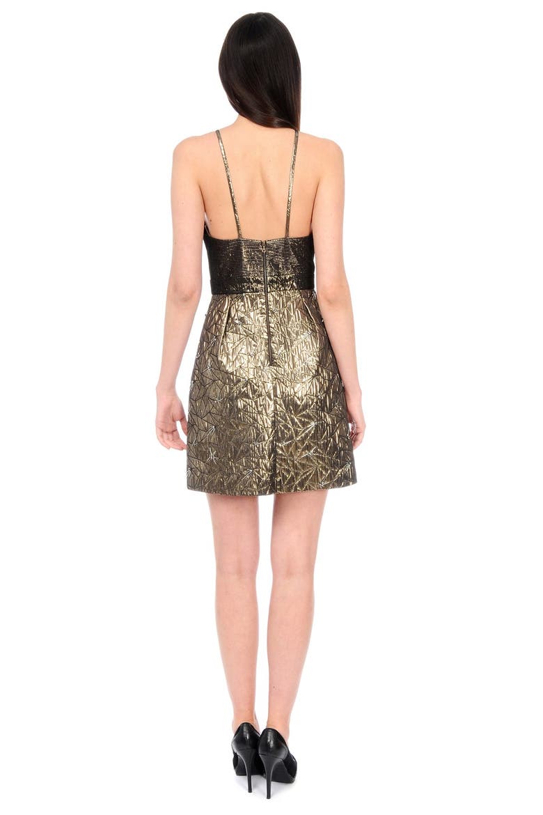 Metallic Textured Strappy Dress, Alternate, color, GOLD MULTI