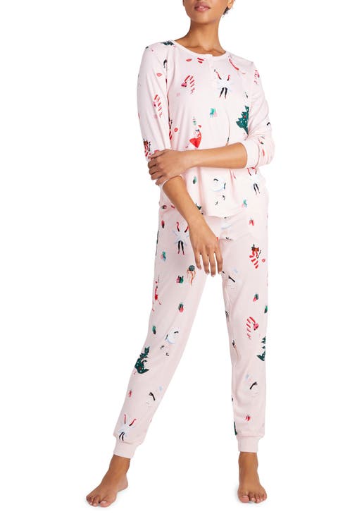 print henley long pajamas