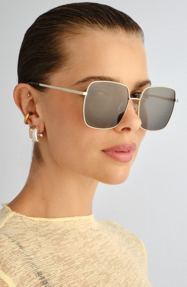 Le Specs The Cherished 58mm Polarized Square Sunglasses, Alternate, color, Gold