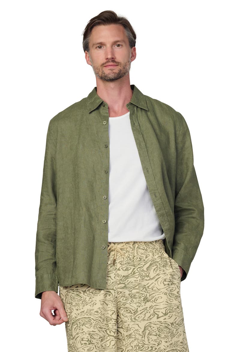 Jakob Linen Button-Up Shirt, Alternate, color, LICHEN