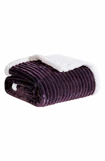 Plush Reversible Plain Weave Corduroy Faux Shearling Throw Blanket
