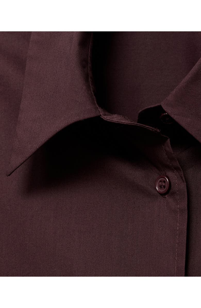 MANGO Oversize Poplin Shirt, Alternate, color, Brown