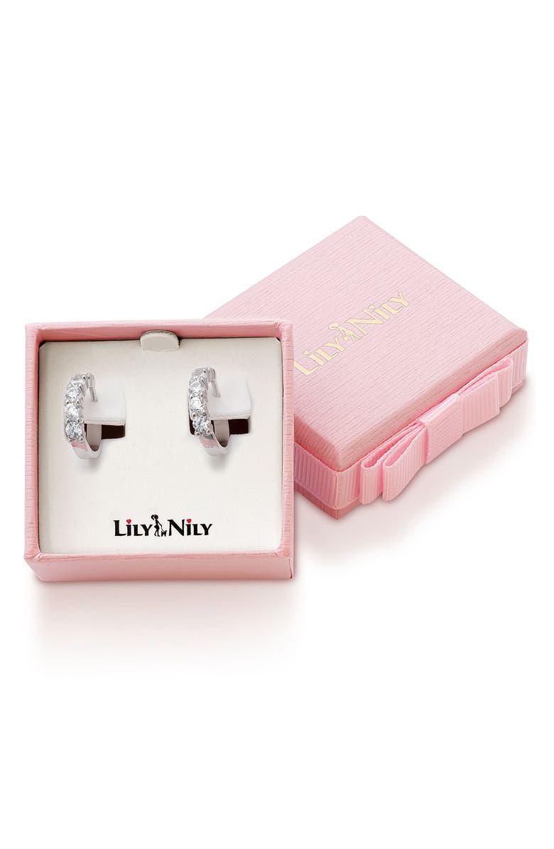Lily Nily Kids' Cubic Zirconia Hoop Earrings, Alternate, color, Silver