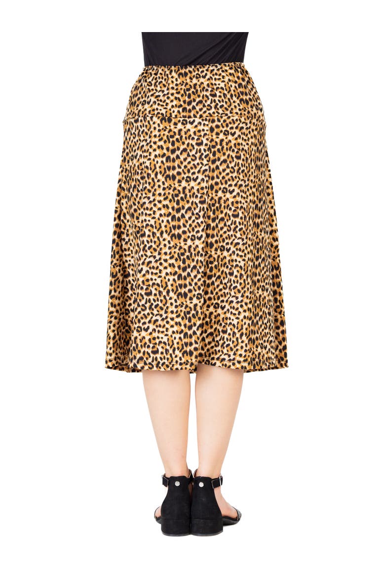 Comfortable Elastic Waistline Knee Length Skirt, Alternate, color, Brown Multi