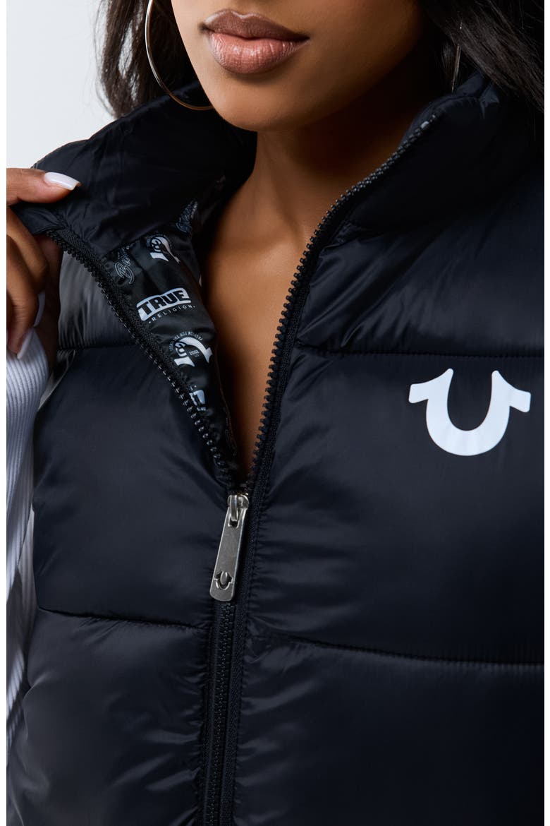 Logo Cropped Puffer Vest, Alternate, color, JET BLACK
