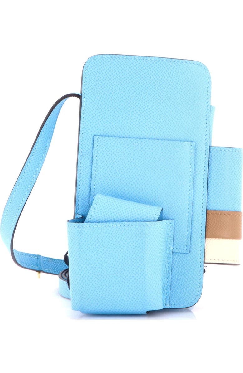 Pre-Owned Hermes Hermesway Phone Case Crossbody Bag Epsom, Main, color, Celeste