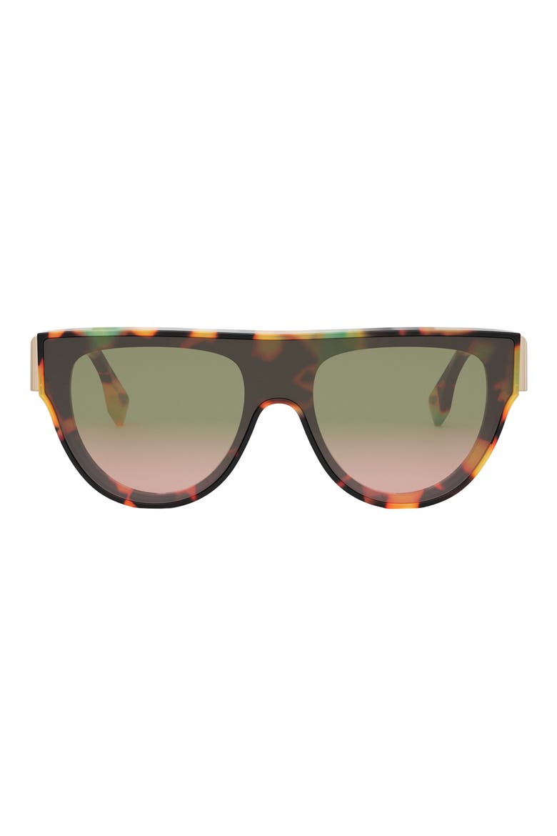'Fendi First 139mm Flat Top Sunglasses, Main, color, HAVANA/ OTHER / GRADIENT GREEN