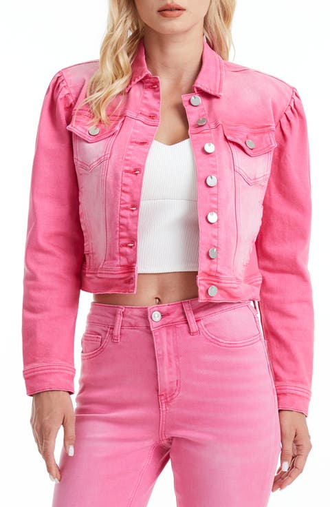 Puff Shoulder Crop Denim Jacket