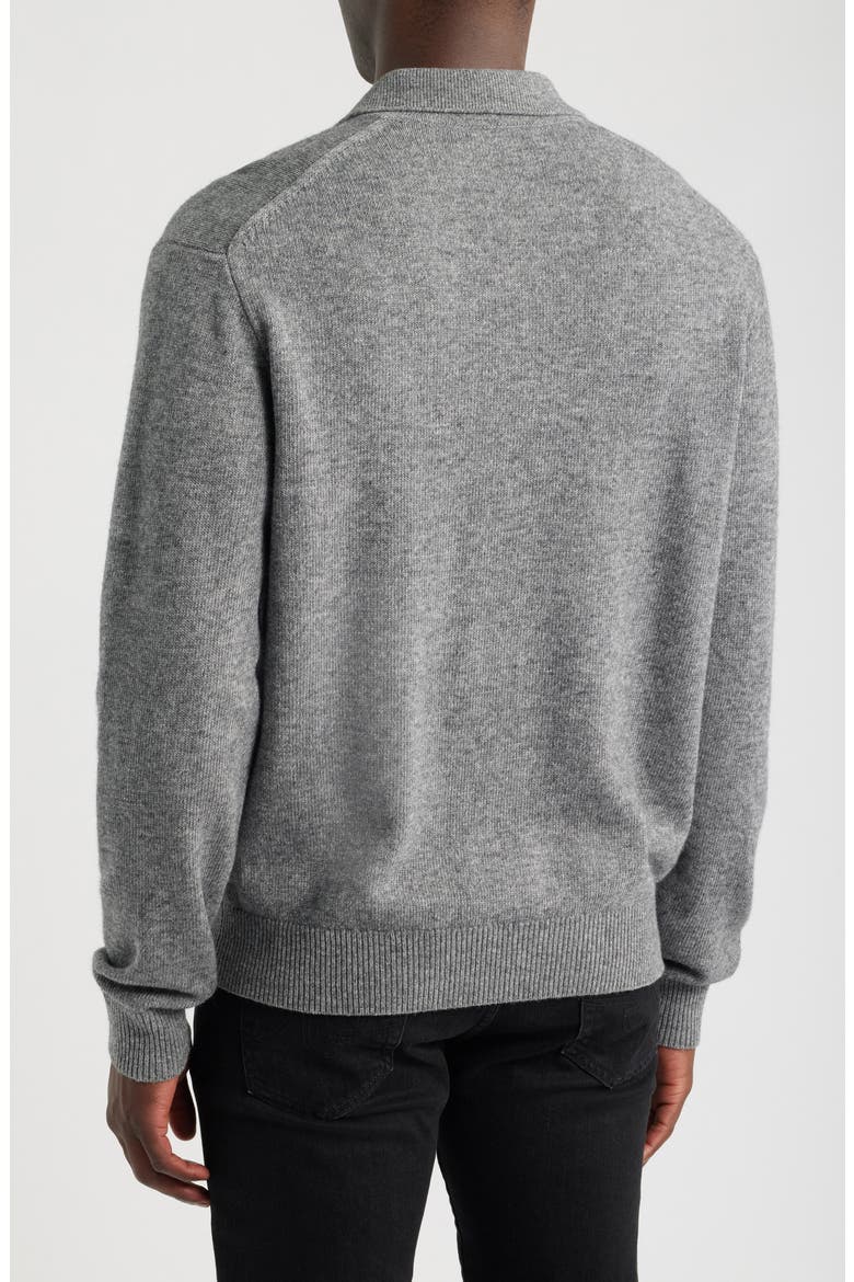 Frances Wool & Cotton Polo Sweater, Alternate, color, HEATHER GREY