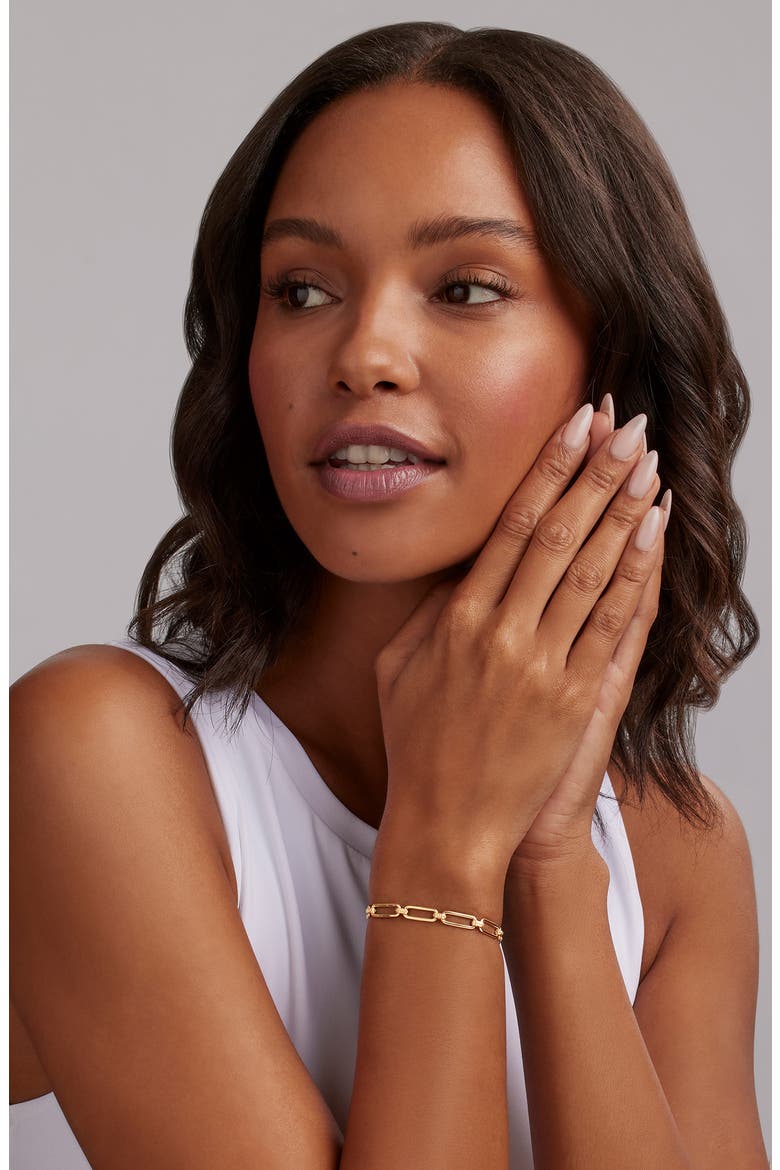 Signature Caviar Link Bracelet, Alternate, color, GOLD