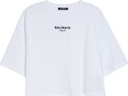 Balmain Crop Embroidered Balmain Paris Cotton T-Shirt